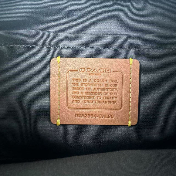 COACH Teri Shoulder Crossbody Bag 2way In Toast Black Straw Leather CAL90 NWT - Picture 9 of 12